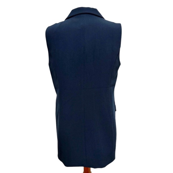 Joie Navy Blue Tailored Vest Sleeveless Blazer Longline Notched Lapel Size 8 NWT - Picture 6 of 13
